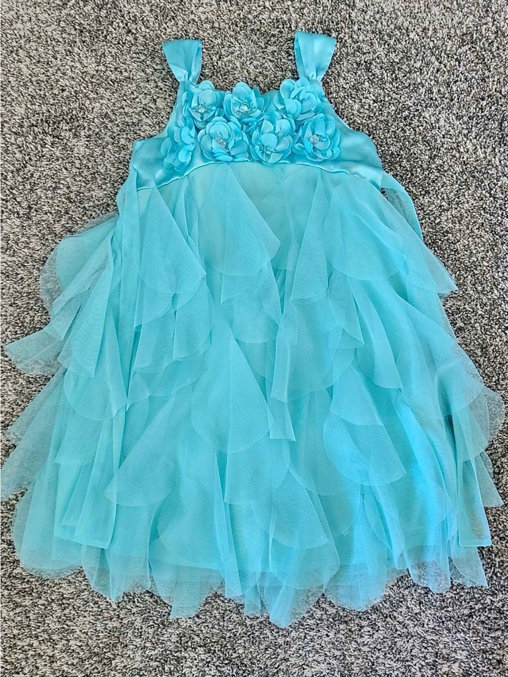Girls Floral Ruffle Tulle Dress